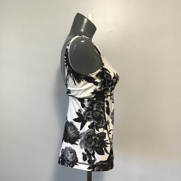 Lululemon Aria Tank II Brisk Bloom Black White/White Size 8 - Picture 3 of 13